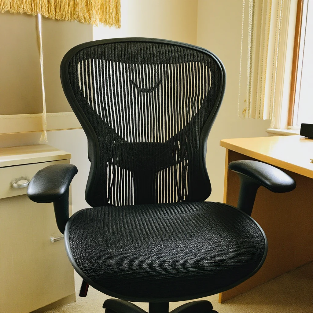 An office chair sitting quietly at a small desk, fully reassembled and upright, no tools in sight