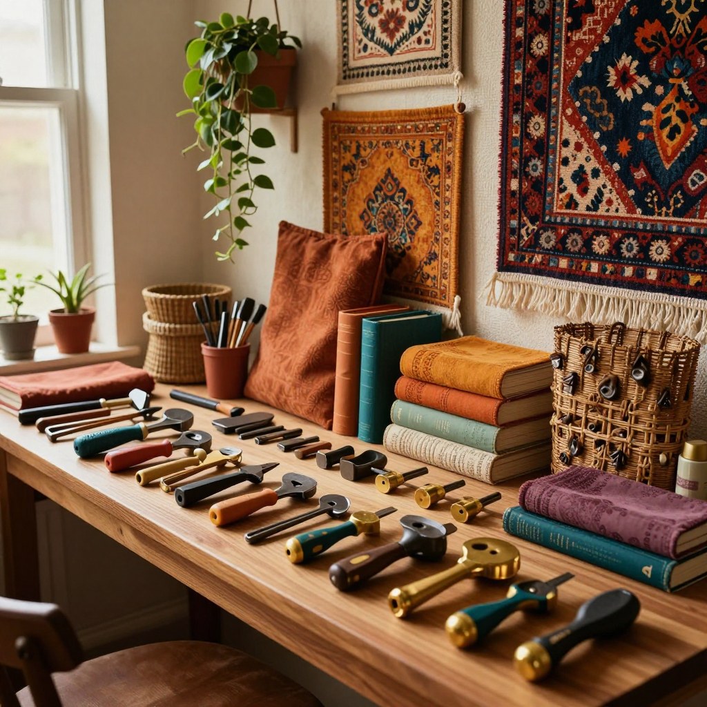Winnie Hollowell sorting tools by use frequency before hanging them on a small garage pegboard.