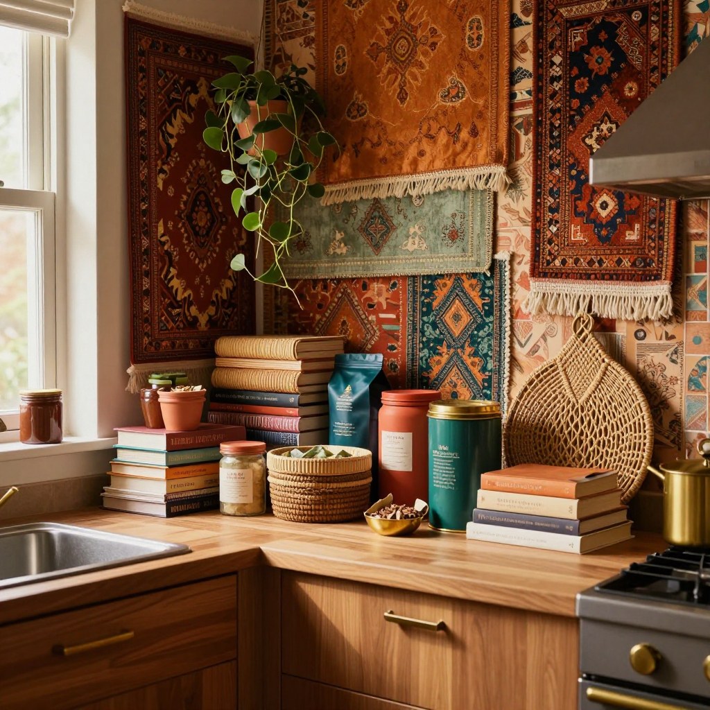 Kitchen counter completely covered in pantry overflow with nowhere left to set anything down